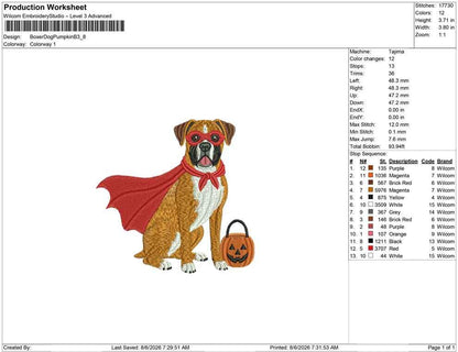 Superhero Dog Embroidery Designs: Halloween Boxer Dog Embroidery Design Files (PES DST JEF+) Instant Digital Download