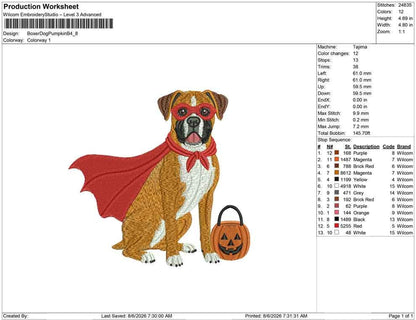 Superhero Dog Embroidery Designs: Halloween Boxer Dog Embroidery Design Files (PES DST JEF+) Instant Digital Download