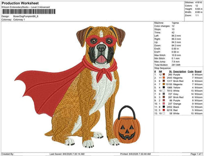 Superhero Dog Embroidery Designs: Halloween Boxer Dog Embroidery Design Files (PES DST JEF+) Instant Digital Download