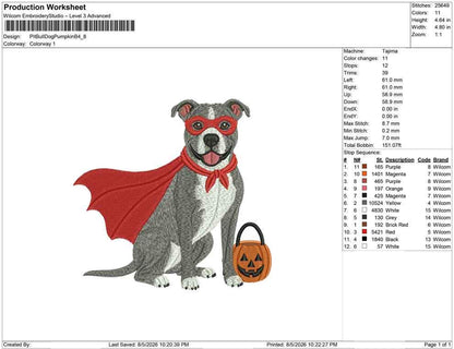 Halloween Dog Embroidery Designs: Superhero Pit Bull Dog Embroidery Design (Digital Download)