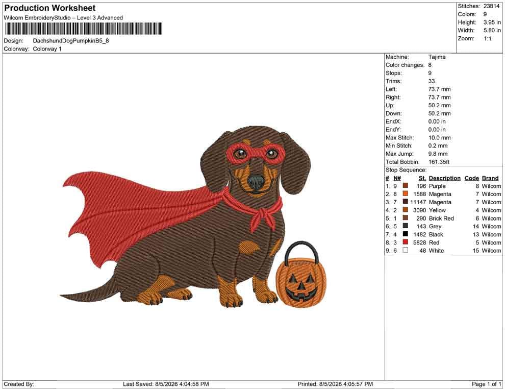 Dachshund Halloween Embroidery Designs: Superhero Dachshund Dog Fall Embroidery Design Files (PES DST JEF+) Instant Digital Download