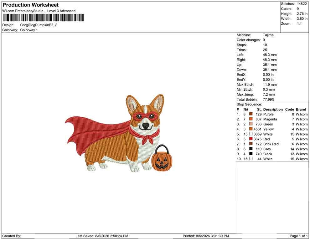 Halloween Corgi Embroidery Designs: Superhero Corgi Dog Embroidery Design Files (Digital Download) PES DST EXP+ Instant Download
