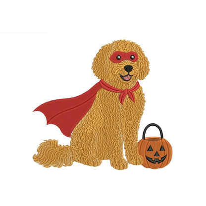 Goldendoodle Halloween Embroidery Designs: Superhero Goldendoodle Dog Embroidery Machine File Design (Digital Download) PES DST EXP+