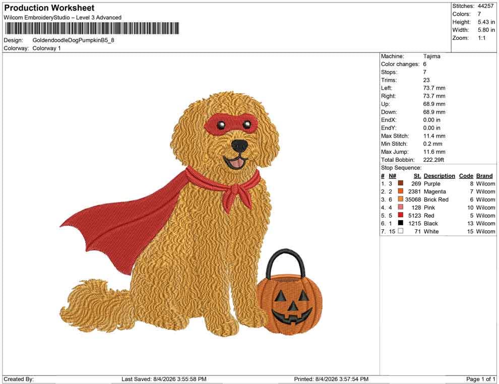 Goldendoodle Halloween Embroidery Designs: Superhero Goldendoodle Dog Embroidery Machine File Design (Digital Download) PES DST EXP+