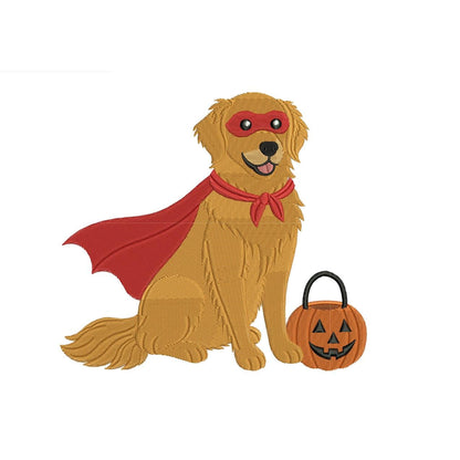Superhero Golden Retriever Dog Embroidery Designs: Halloween Machine Embroidery Design Files Golden Retriever Embroidery (Digital Download)