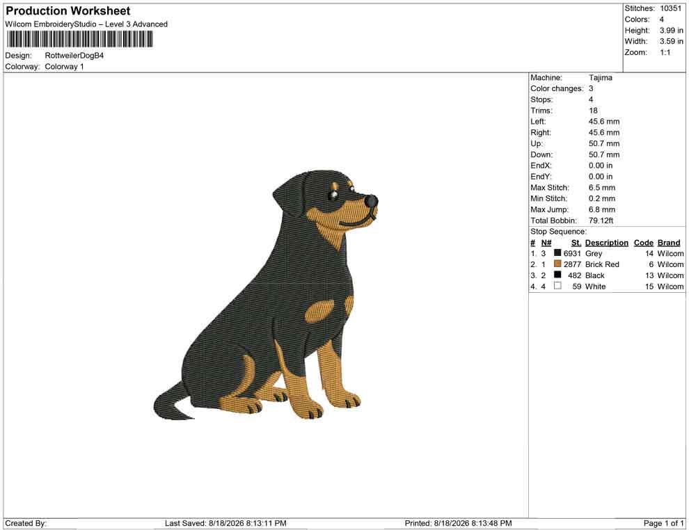 Rottweiler Embroidery Designs: Rottweiler Dog Embroidery File Cute Rottweiler Puppy Embroidery Machine File (Digital Download)