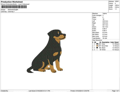 Rottweiler Embroidery Designs: Rottweiler Dog Embroidery File Cute Rottweiler Puppy Embroidery Machine File (Digital Download)