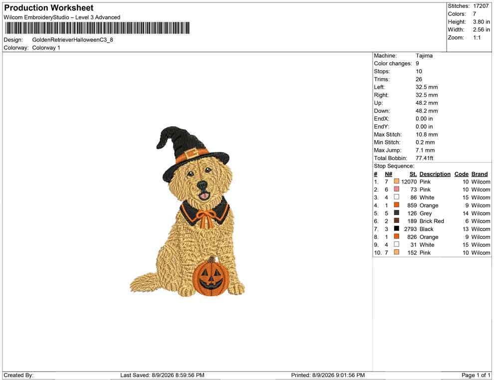 Spooky Goldendoodle Embroidery Design Witch Hat Machine Embroidery File Goldendoodle Embroidery Pumpkin Dog Design Spooky Dog PES