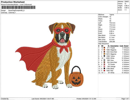 Superhero Dog Embroidery Designs: Halloween Boxer Dog Embroidery Design Files (PES DST JEF+) Instant Digital Download