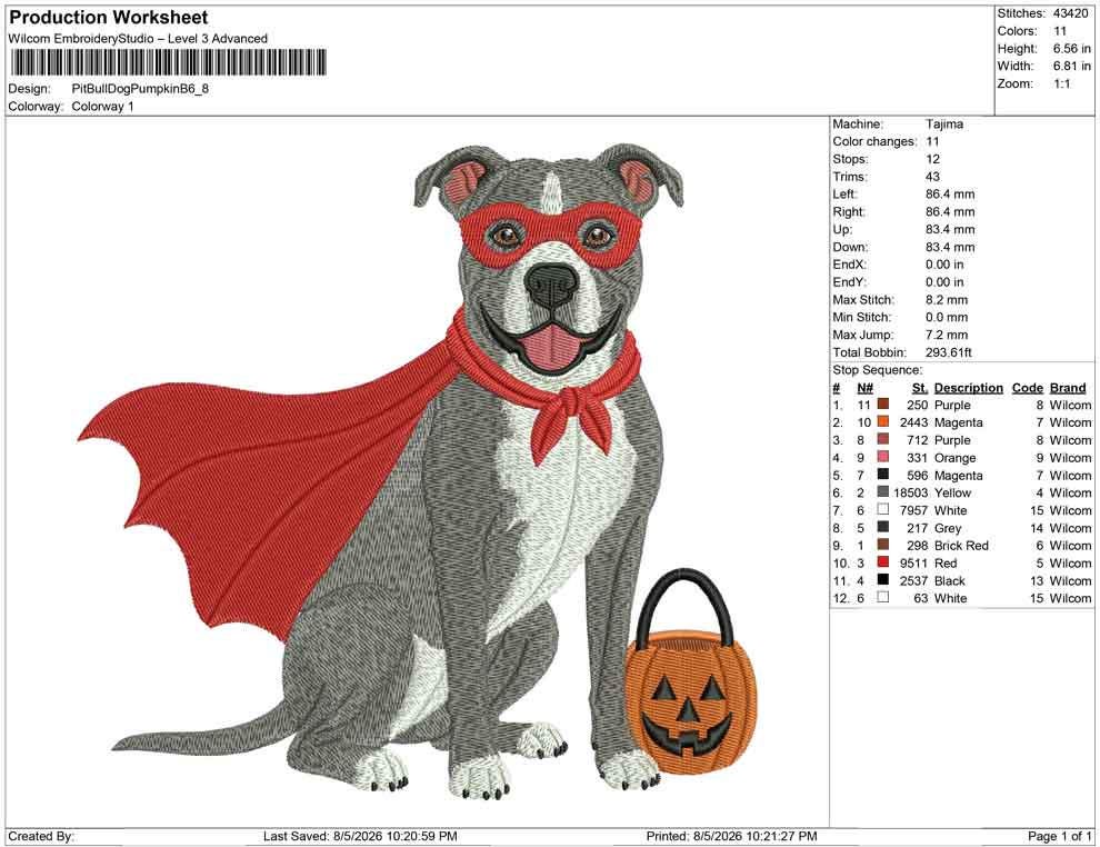 Halloween Dog Embroidery Designs: Superhero Pit Bull Dog Embroidery Design (Digital Download)