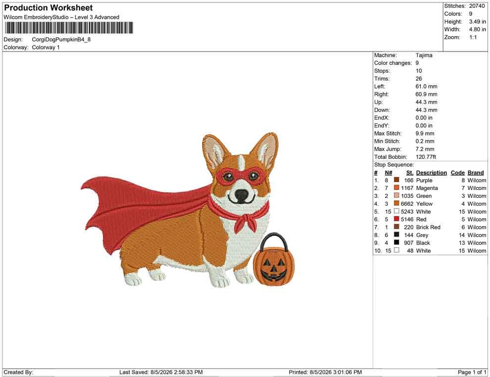 Halloween Corgi Embroidery Designs: Superhero Corgi Dog Embroidery Design Files (Digital Download) PES DST EXP+ Instant Download