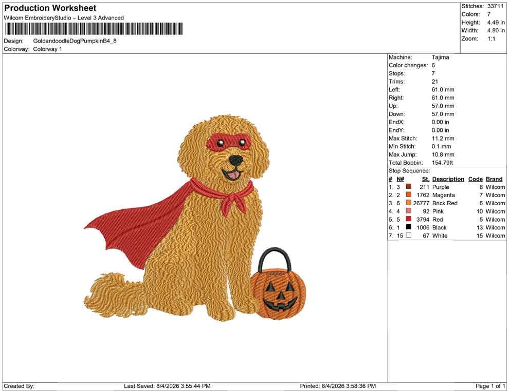 Goldendoodle Halloween Embroidery Designs: Superhero Goldendoodle Dog Embroidery Machine File Design (Digital Download) PES DST EXP+