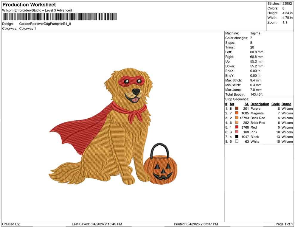 Superhero Golden Retriever Dog Embroidery Designs: Halloween Machine Embroidery Design Files Golden Retriever Embroidery (Digital Download)