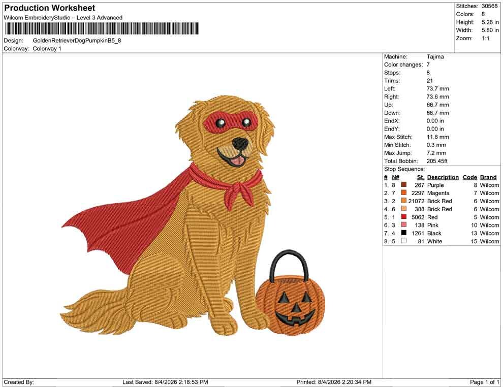 Superhero Golden Retriever Dog Embroidery Designs: Halloween Machine Embroidery Design Files Golden Retriever Embroidery (Digital Download)