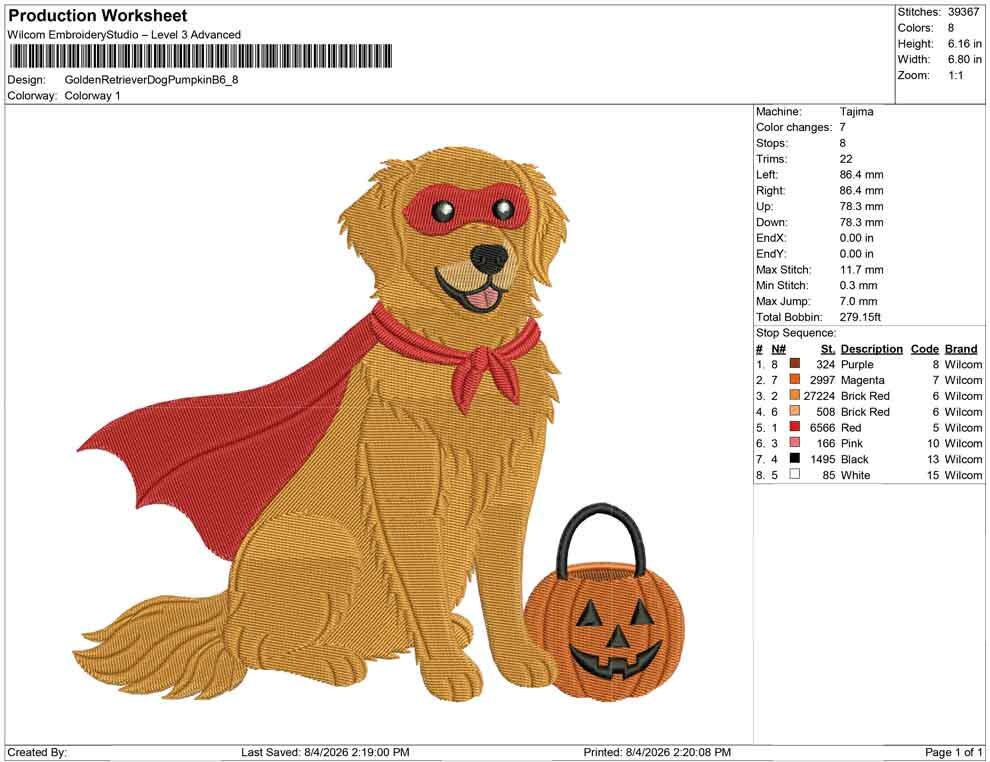 Superhero Golden Retriever Dog Embroidery Designs: Halloween Machine Embroidery Design Files Golden Retriever Embroidery (Digital Download)
