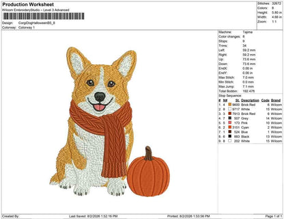 Corgi Embroidery Designs: Corgi Dog Embroidery Machine File Corgi Dog Fall Embroidery Design (Instant Digital Download) PES DST JEF+