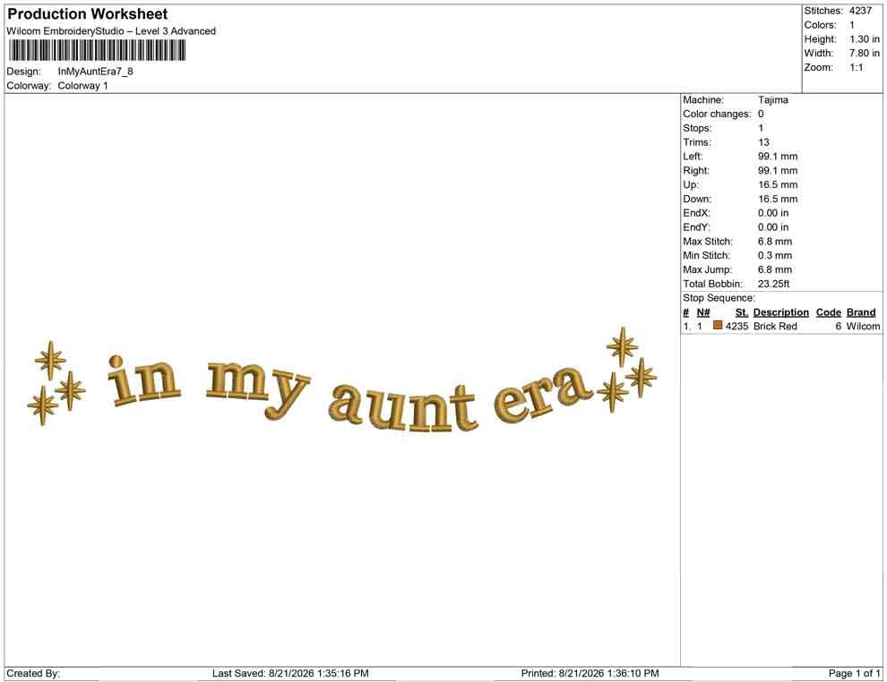 Aunt Embroidery Designs: In My Aunt Era Machine Embroidery Files Sparkle Stars Embroidery (Digital Download)