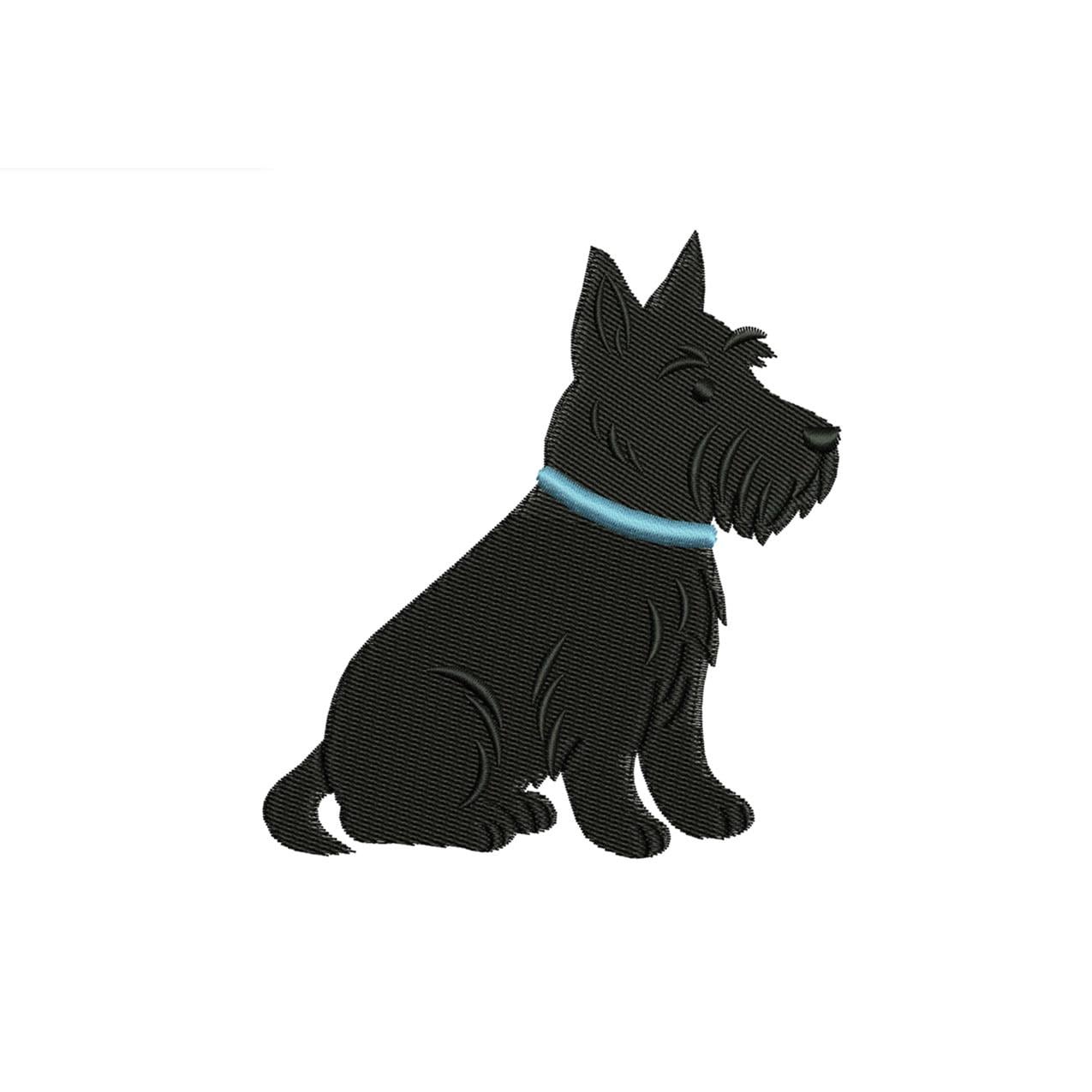 Scottish Terrier Embroidery Designs: Scottie Dog Blue Collar Machine Embroidery Files Dog Embroidery Design (PES DST EXP+) Digital Download