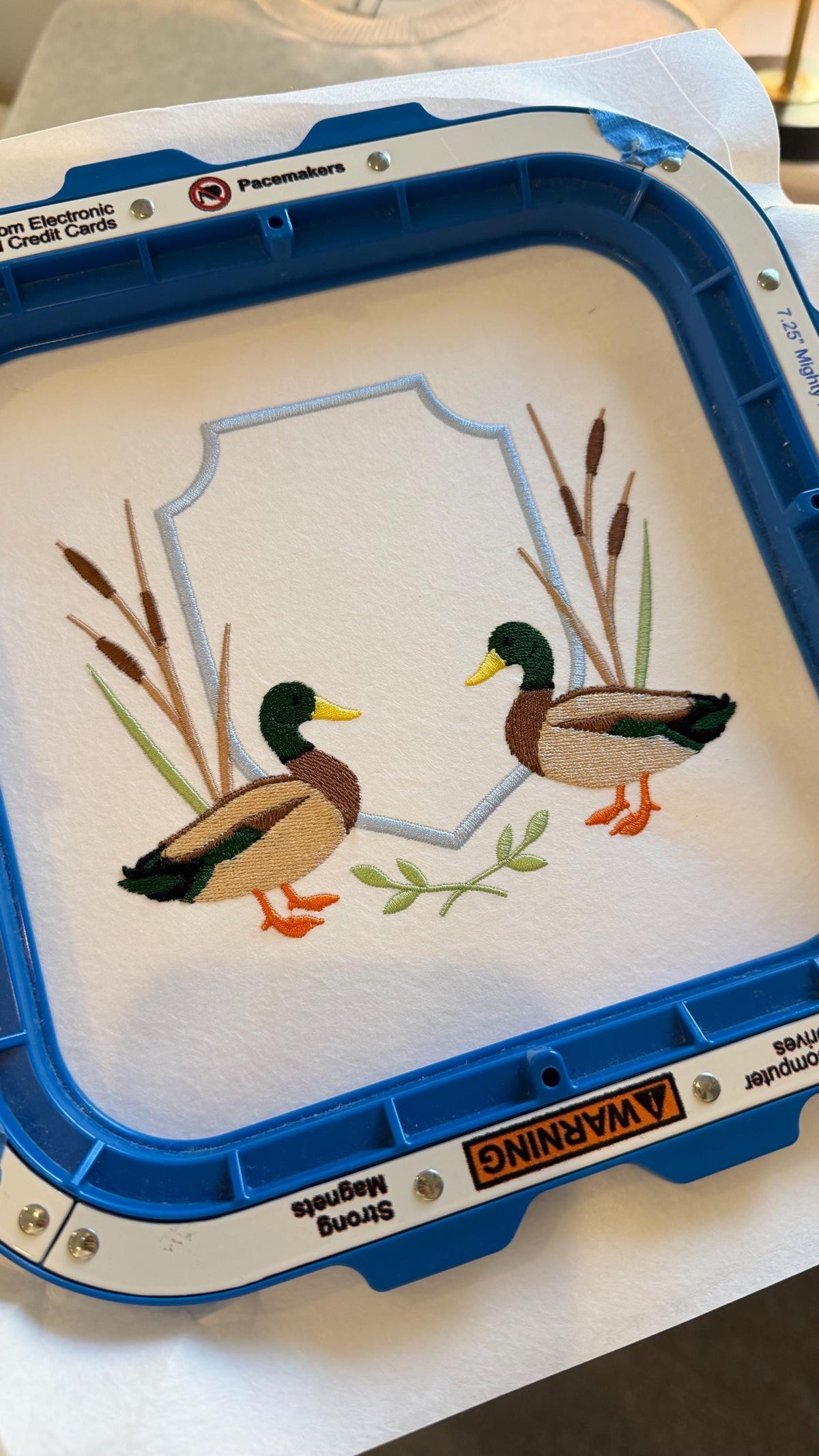 Mallard Duck Crest Embroidery Design: Banner Frame Machine Embroidery File Rustic Embroidery Crest (DST, PES, EXP more) Digital Download