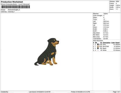 Rottweiler Embroidery Designs: Rottweiler Dog Embroidery File Cute Rottweiler Puppy Embroidery Machine File (Digital Download)