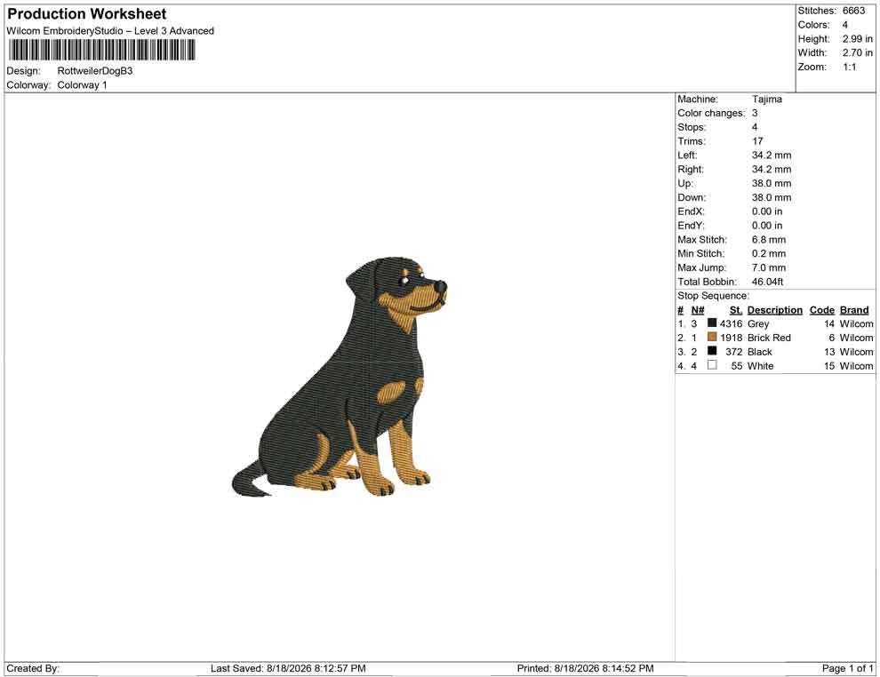 Rottweiler Embroidery Designs: Rottweiler Dog Embroidery File Cute Rottweiler Puppy Embroidery Machine File (Digital Download)