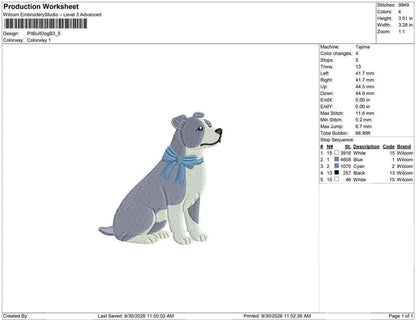 Pit Bull Embroidery Designs: Pit Bull Dog Embroidery File Sweet Pup with Bow Embroidery Machine File (Instant Digital Download) PES DST JEF+