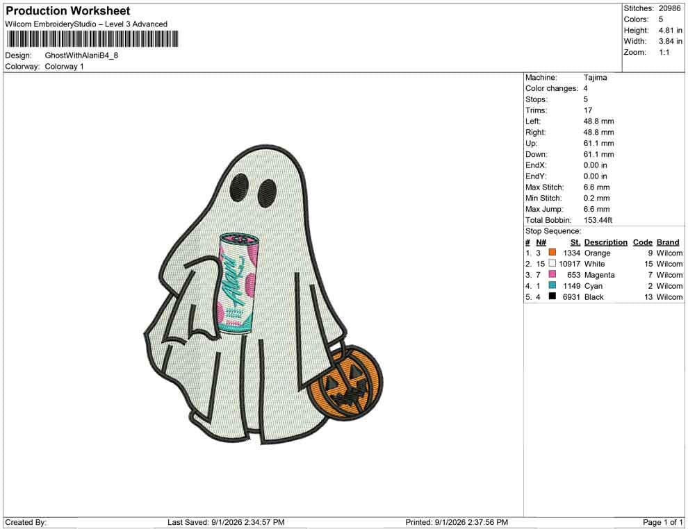 Halloween Ghost Embroidery Designs: Energy Drink Ghost Machine Embroidery Files (DST, PES, JEF+) (Instant Digital Download)