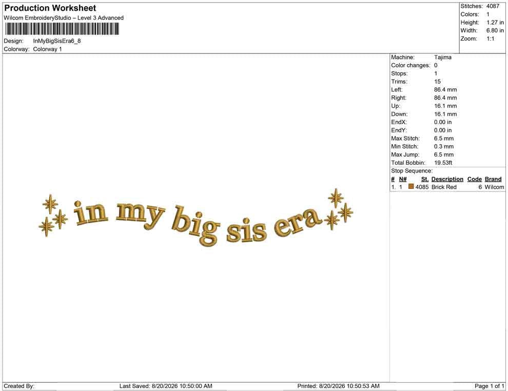 In My Big Sis Era Embroidery Designs: Big Sister Sparkle Machine Embroidery Files Family Embroidery Design (PES DST EXP+) (Digital Download)