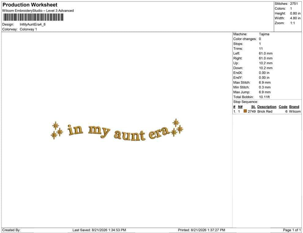 Aunt Embroidery Designs: In My Aunt Era Machine Embroidery Files Sparkle Stars Embroidery (Digital Download)