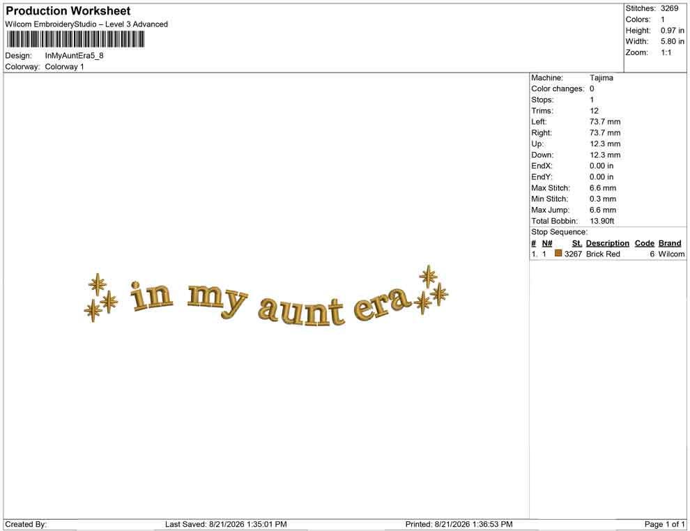 Aunt Embroidery Designs: In My Aunt Era Machine Embroidery Files Sparkle Stars Embroidery (Digital Download)