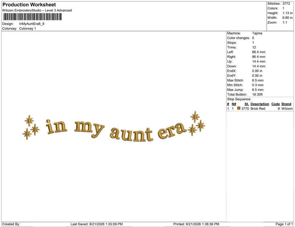 Aunt Embroidery Designs: In My Aunt Era Machine Embroidery Files Sparkle Stars Embroidery (Digital Download)