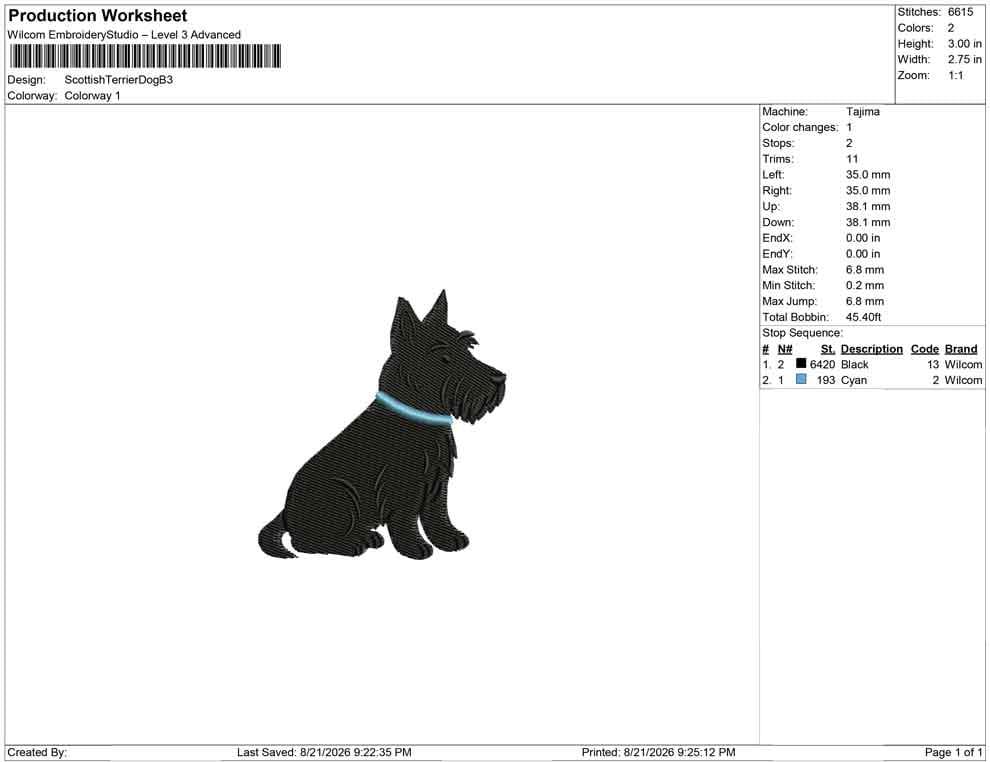 Scottish Terrier Embroidery Designs: Scottie Dog Blue Collar Machine Embroidery Files Dog Embroidery Design (PES DST EXP+) Digital Download