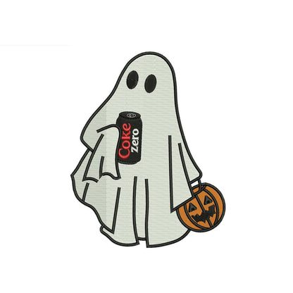 Ghost Embroidery Design: Halloween Machine Embroidery File (PES DST JEF more) Ghost Soda Can Pumpkin Pail Embroidery File (Instant Download)