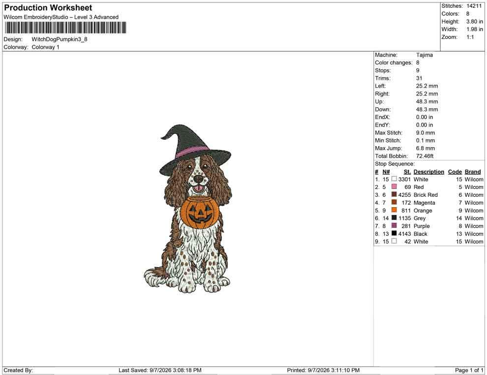 English Springer Spaniel Halloween Embroidery Designs: Witch Hat Spaniel Embroidery File Springer Spaniel Machine Embroidery