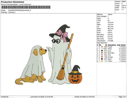 Halloween Ghost Witch Dog Embroidery Designs: Cute Ghost Machine Embroidery File Ghost Dog Halloween Embroidery Design Ghost Witch