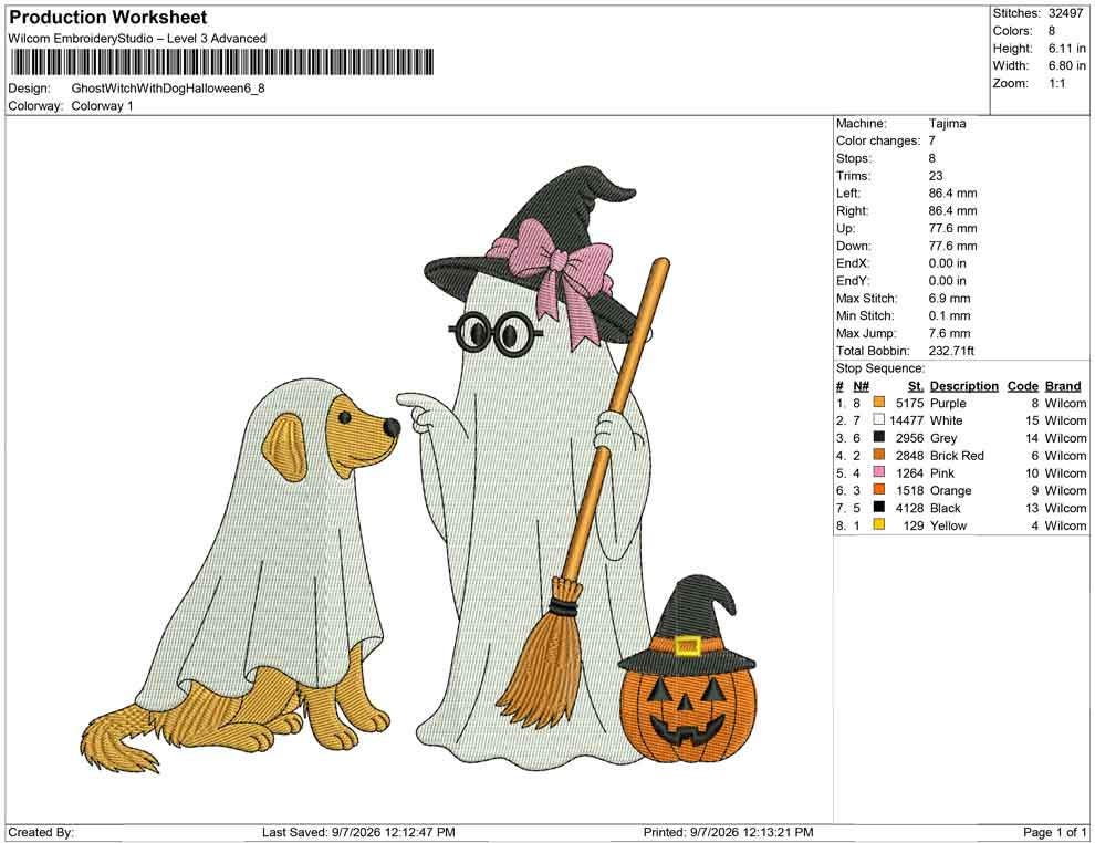 Halloween Ghost Witch Dog Embroidery Designs: Cute Ghost Machine Embroidery File Ghost Dog Halloween Embroidery Design Ghost Witch