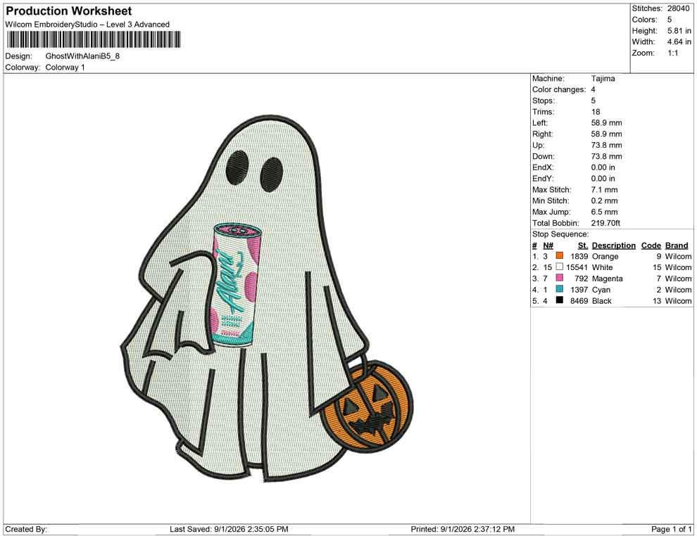 Halloween Ghost Embroidery Designs: Energy Drink Ghost Machine Embroidery Files (DST, PES, JEF+) (Instant Digital Download)