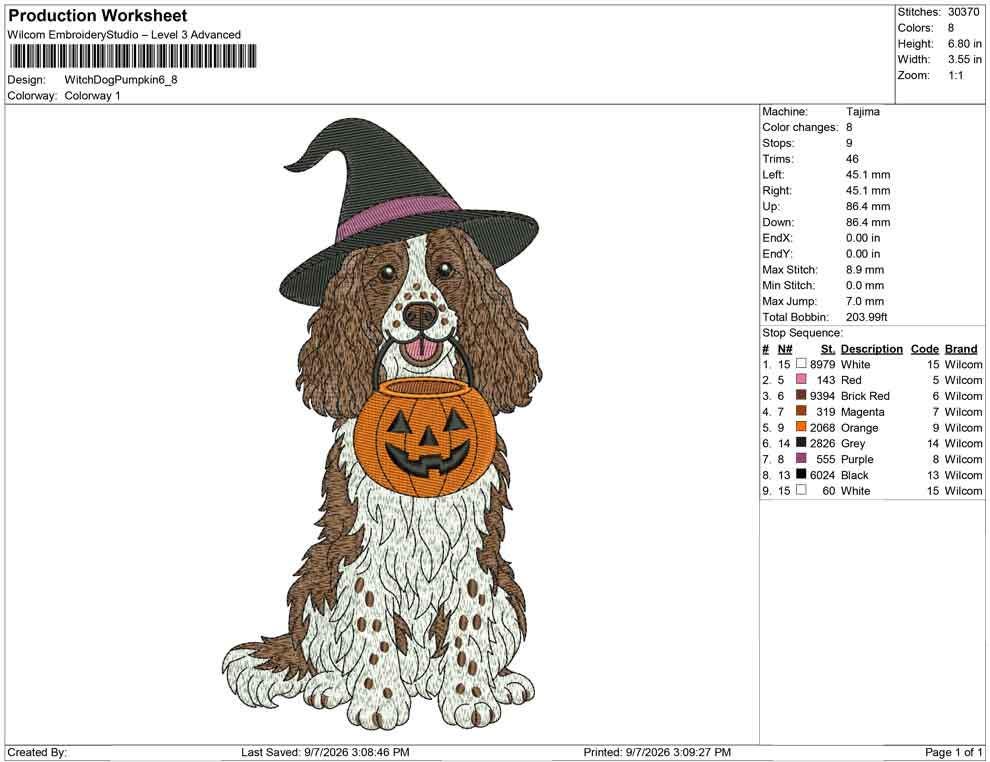 English Springer Spaniel Halloween Embroidery Designs: Witch Hat Spaniel Embroidery File Springer Spaniel Machine Embroidery
