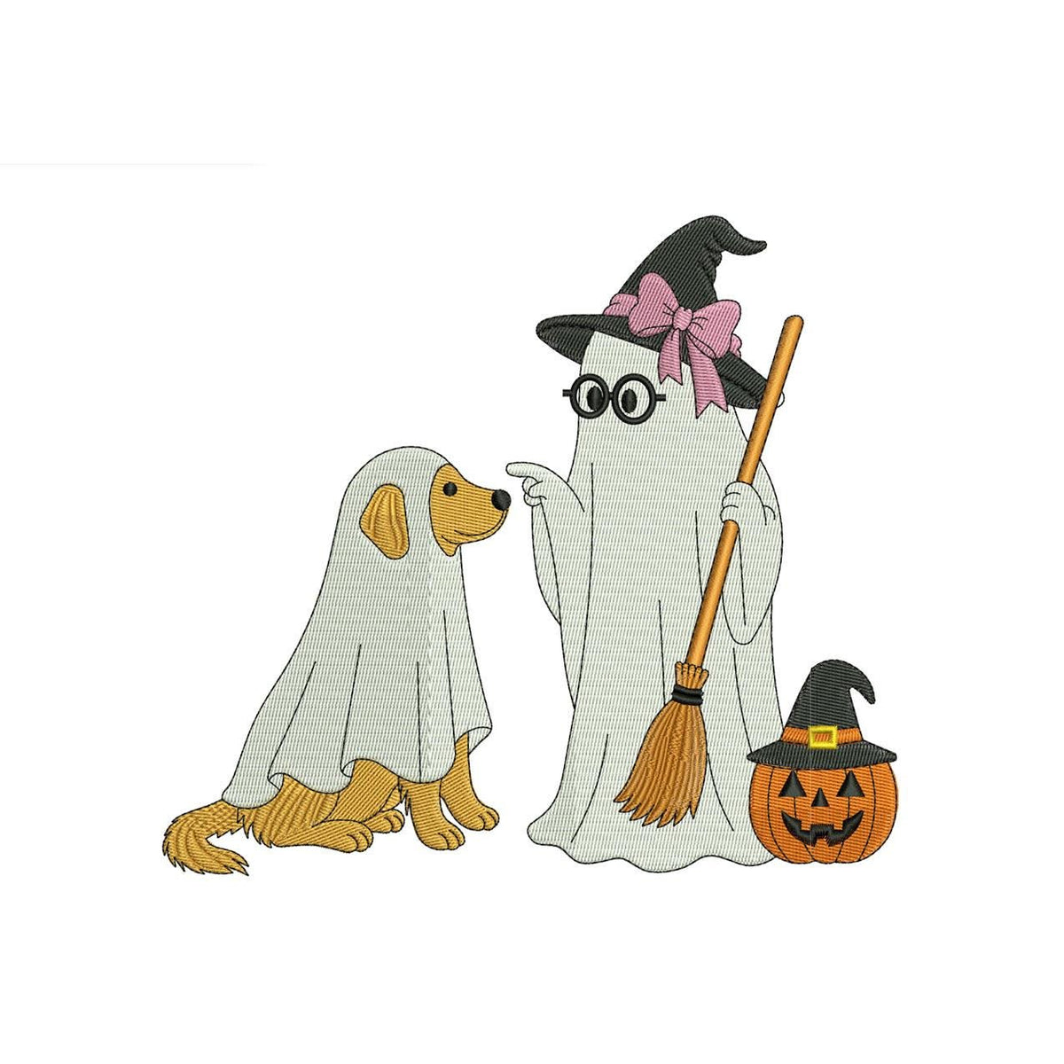 Halloween Ghost Witch Dog Embroidery Designs: Cute Ghost Machine Embroidery File Ghost Dog Halloween Embroidery Design Ghost Witch