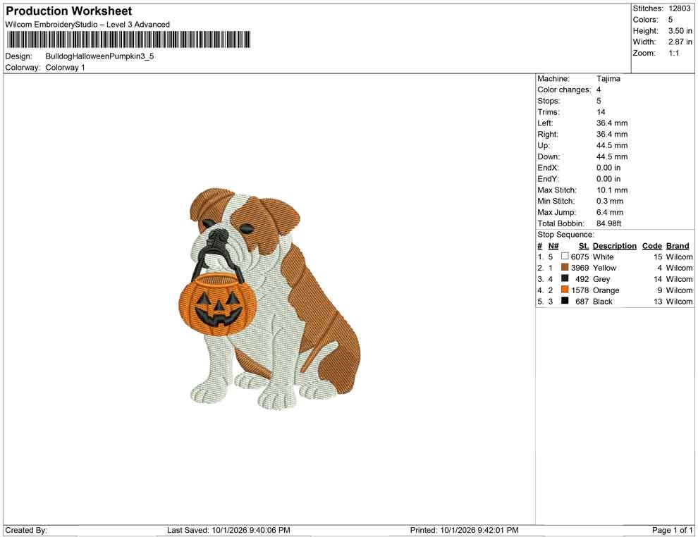 Bulldog Embroidery Design: Halloween Treat Bucket Bulldog Machine Embroidery Files PES JEF DST+ (Digital Download)