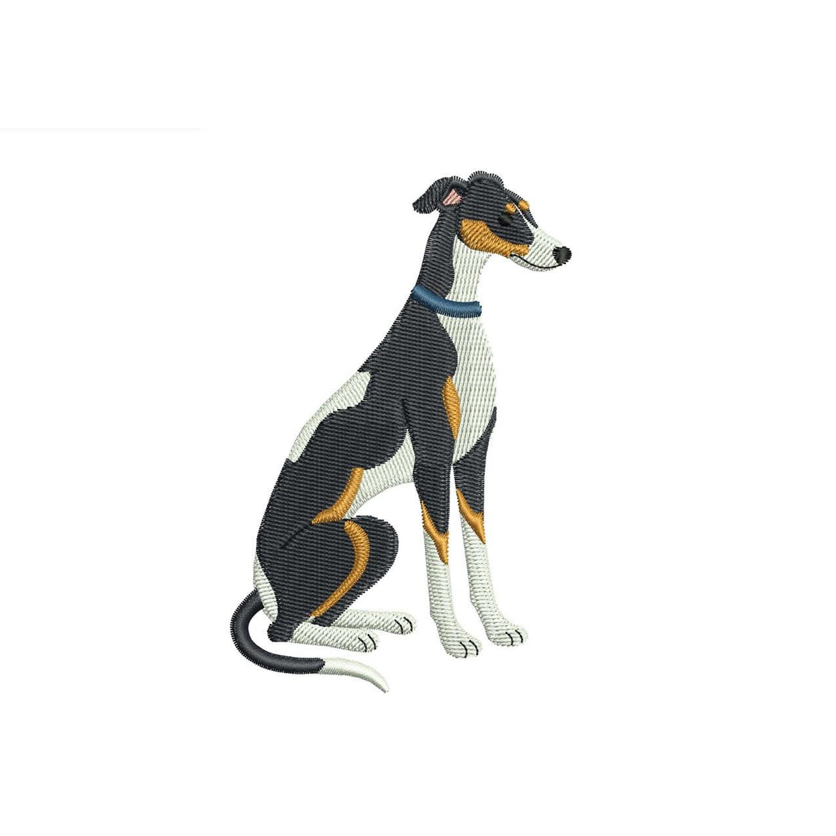 Greyhound Dog Embroidery Designs: Blue Collar Greyhound Machine Embroidery File with Blue Collar Embroidery Design (Digital Download)