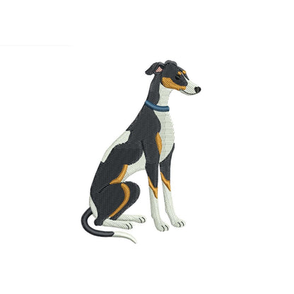 Greyhound Dog Embroidery Designs: Blue Collar Greyhound Machine Embroidery File with Blue Collar Embroidery Design (Digital Download)