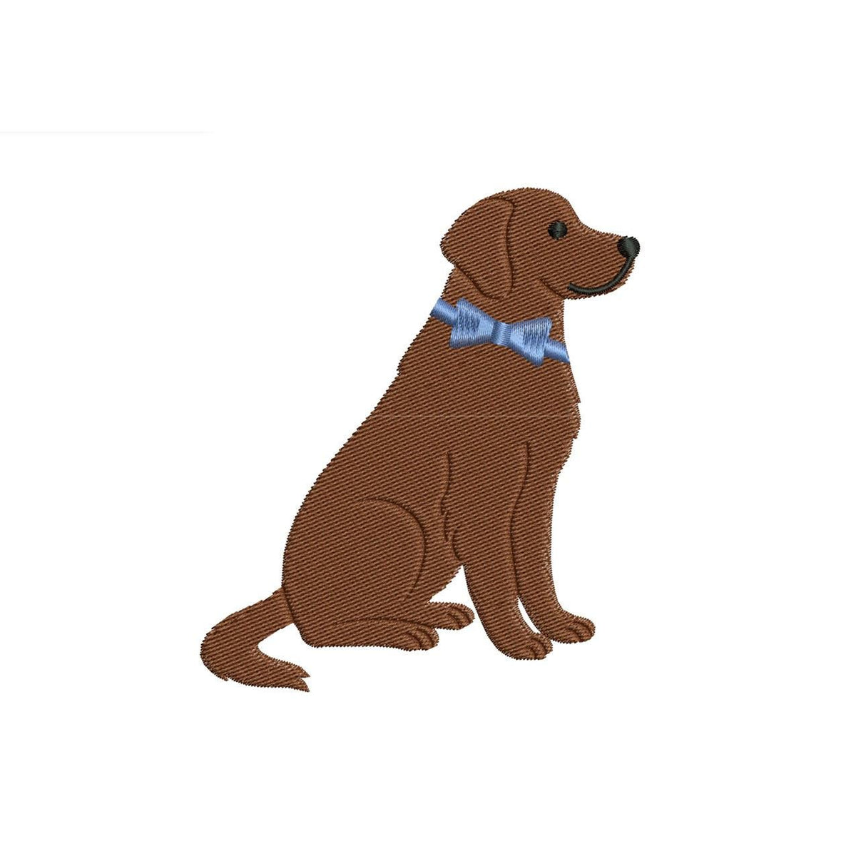 Brown Dog Bowtie Embroidery Designs: Brown Dog Embroidery File Cute Puppy with Blue Bow Tie Embroidery Machine File (Digital Download)
