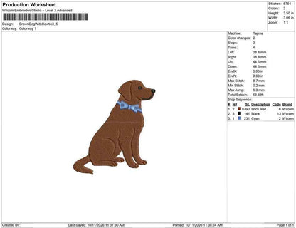 Brown Dog Bowtie Embroidery Designs: Brown Dog Embroidery File Cute Puppy with Blue Bow Tie Embroidery Machine File (Digital Download)