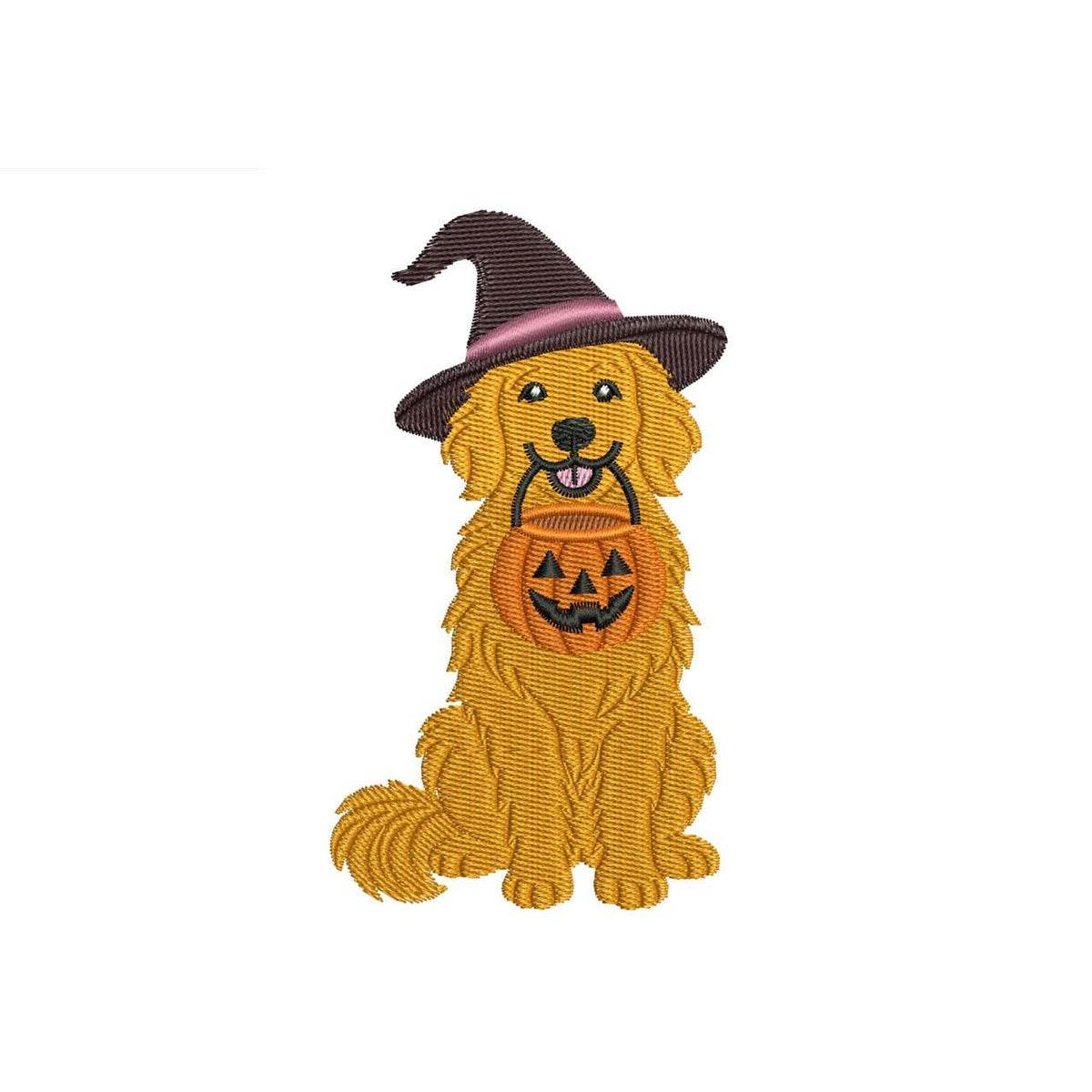 Golden Retriever Witch Hat Embroidery Design - Spooky Golden Retriever Machine File