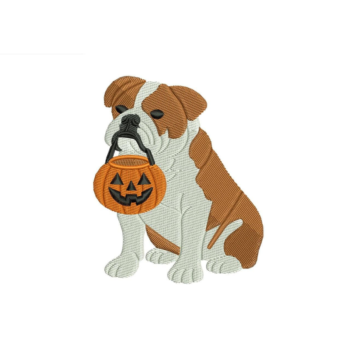Bulldog Embroidery Design: Halloween Treat Bucket Bulldog Machine Embroidery Files PES JEF DST+ (Digital Download)