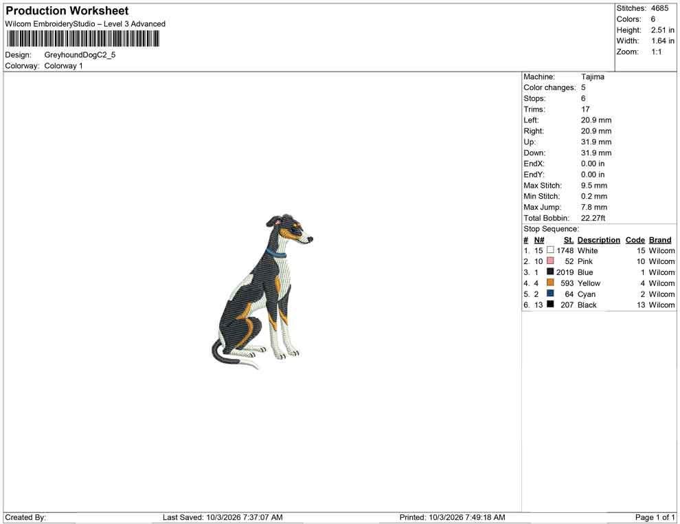 Greyhound Dog Embroidery Designs: Blue Collar Greyhound Machine Embroidery File with Blue Collar Embroidery Design (Digital Download)