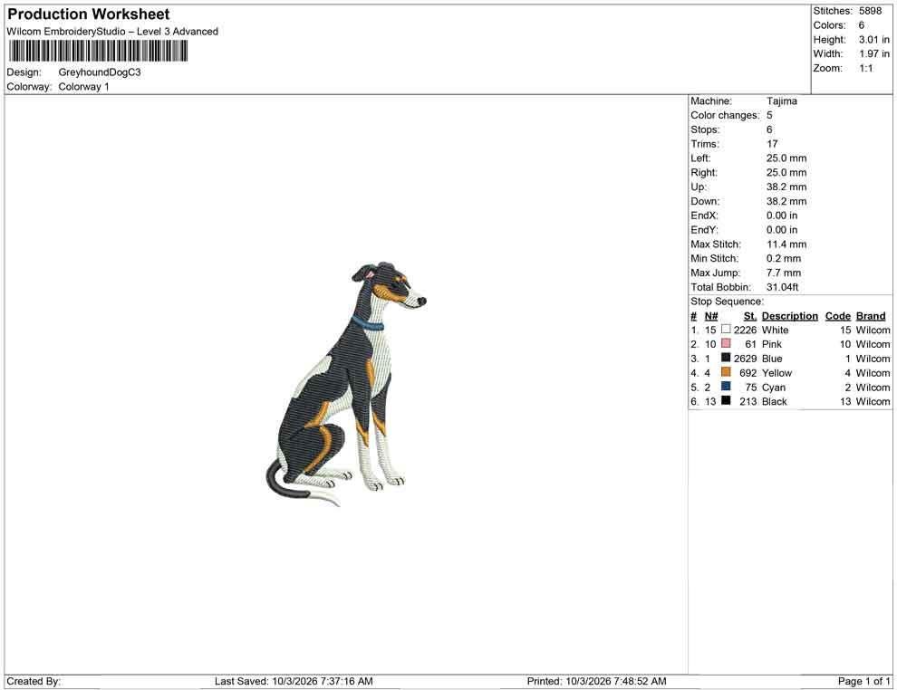 Greyhound Dog Embroidery Designs: Blue Collar Greyhound Machine Embroidery File with Blue Collar Embroidery Design (Digital Download)