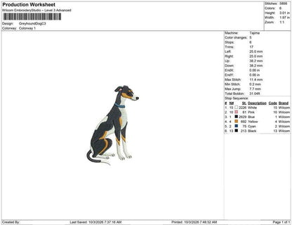 Greyhound Dog Embroidery Designs: Blue Collar Greyhound Machine Embroidery File with Blue Collar Embroidery Design (Digital Download)