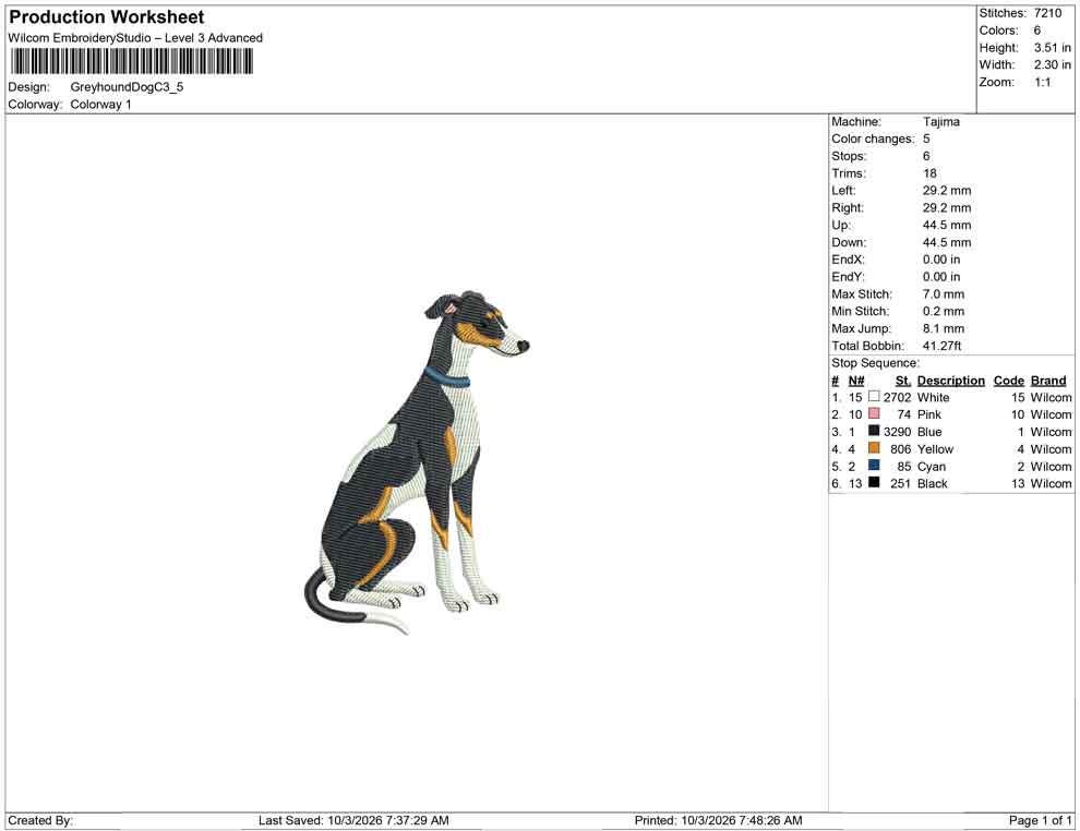 Greyhound Dog Embroidery Designs: Blue Collar Greyhound Machine Embroidery File with Blue Collar Embroidery Design (Digital Download)